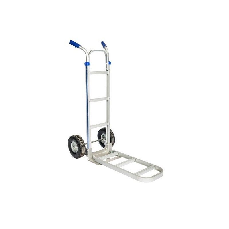 Vista general de la carretilla de aluminio con plataforma plegable 200kg