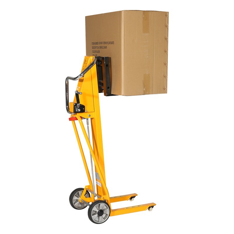 Apilador con manivela 120kg Elevación 1050mm horquillas altas con cartón