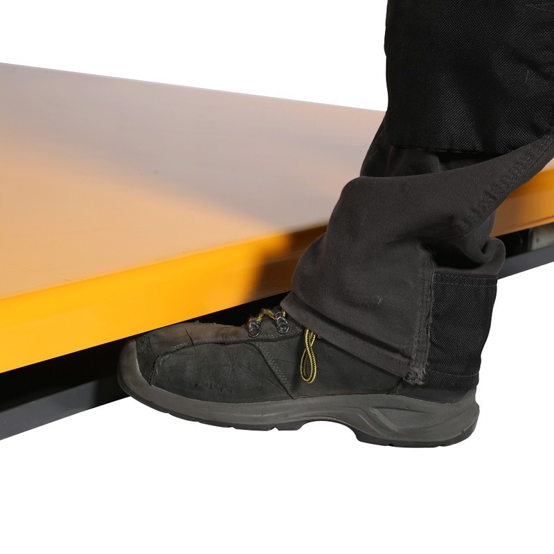 Zoom sobre el sistema de protección de la mesa elevadora extraplana 1000kg