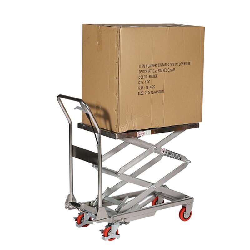 Mesa elevadora INOX 304 100 kg con cartón