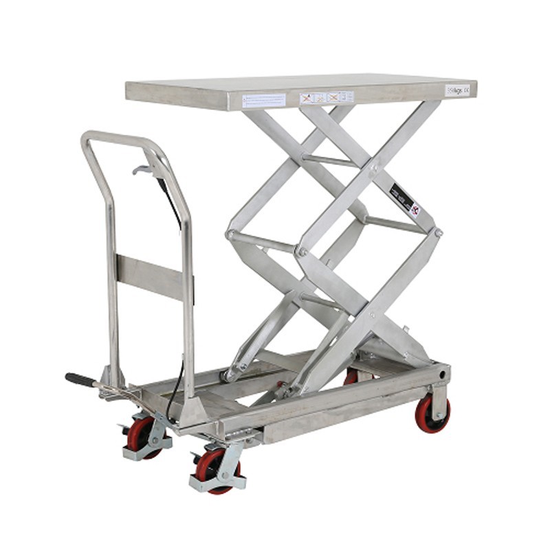 Vista general de la mesa elevadora INOX 304 doble tijera