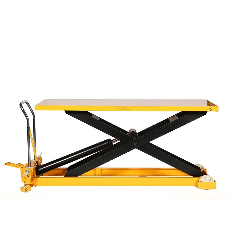 Vista de perfil de la mesa elevadora 1000kg plataforma medio-alta