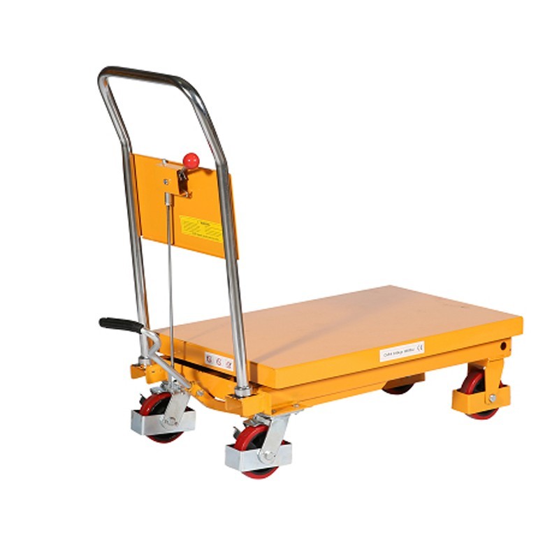 Vista delantera de la mesa elevadora 300kg plataforma 850x500mm