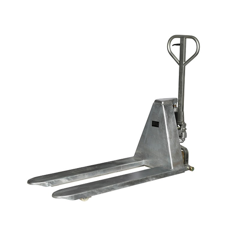 Transpaleta de gran elevación 1000kg galvanizada horquilla baja