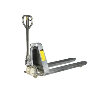 Vista general de la transpaleta de gran elevación 1000kg galvanizada