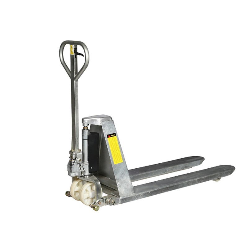 Vista general de la transpaleta de gran elevación 1000kg galvanizada