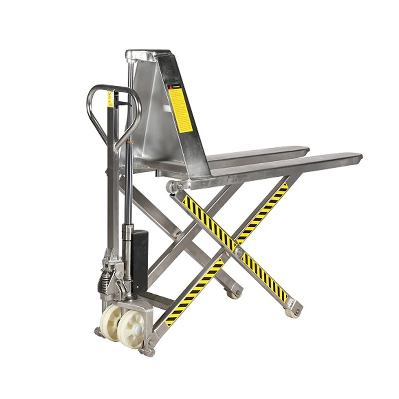 Vista general de la transpaleta de gran elevación INOX 304