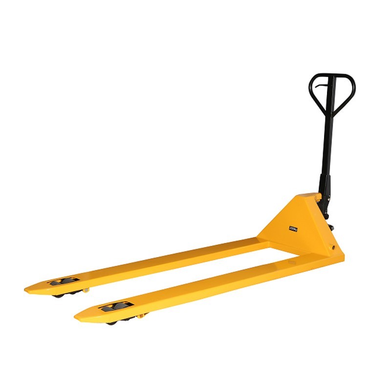 Vista trasera de la transpaleta manual 2000 kg horquillas ancha y larga