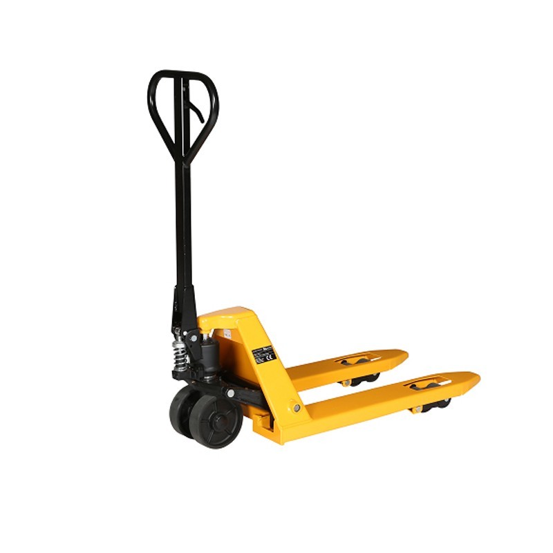 Vista general de la transpaleta 2500kg horquillas 800mm rodillos dobles