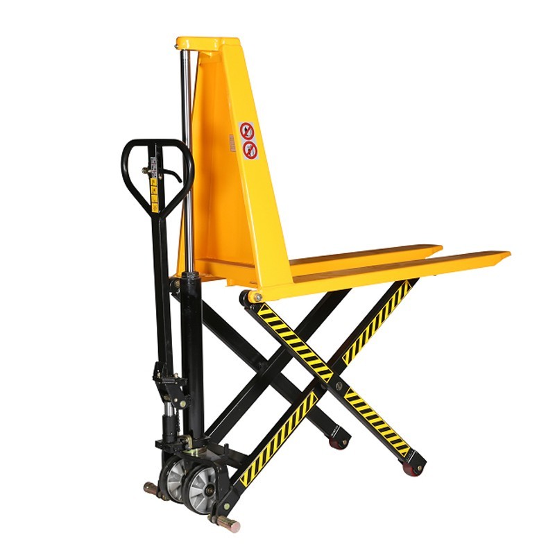 Vista general de la transpaleta de gran elevación 1000kg monocilíndrica