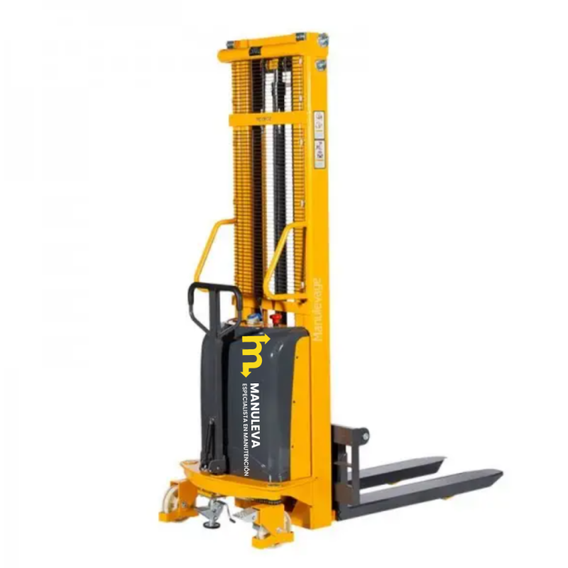 Vista delantera desde 3/4 del apilador semi eléctrico 1500kg 3500mm