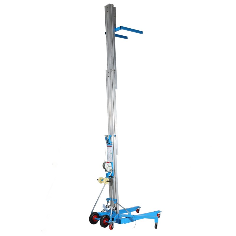 Vista desde 3/4 del Elevador de materiales 5000 mm posición alta