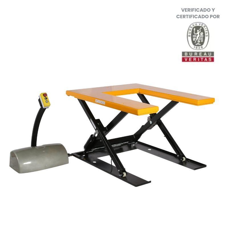 Mesa elevadora en U 1000 kg  (220V) vista desde 3/4