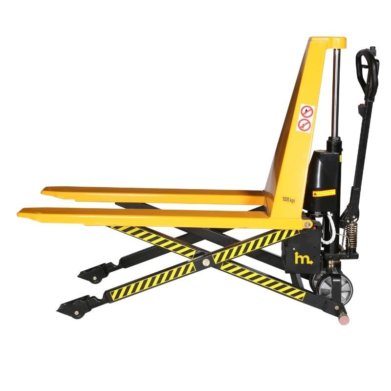 Vista de perfil del transpaleta eléctrica 1000 kg horquilla  medio-altas