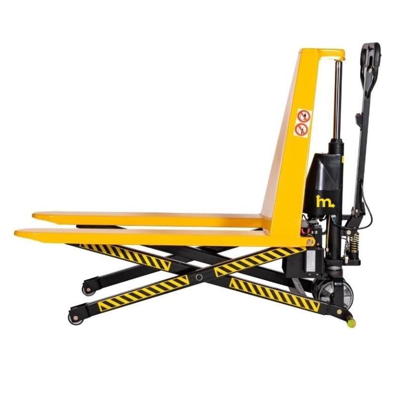Vista de perfil del Transpaleta eléctrica de gran elevación monocilíndrica 680 mm horquilla medio-altas