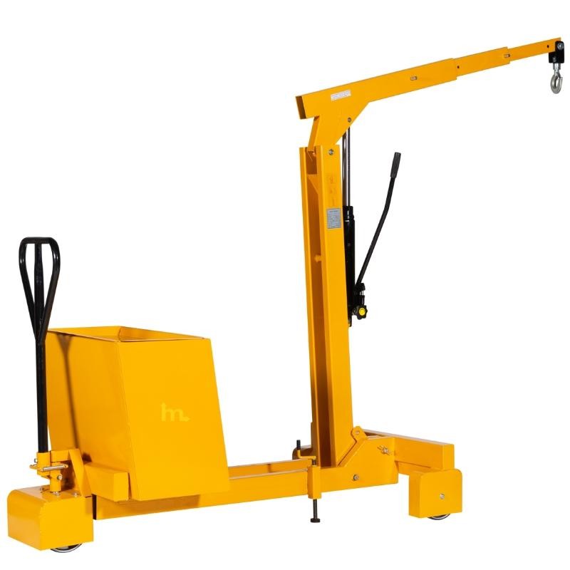 Vista de profil del Grúa de taller con gancho voladizo Capacidad 550Kg con la estera estirada.