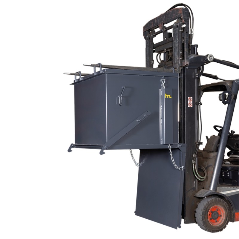 Tolva con descarga inferior 1100l con carretilla elevadora - Fondo completamente abierto