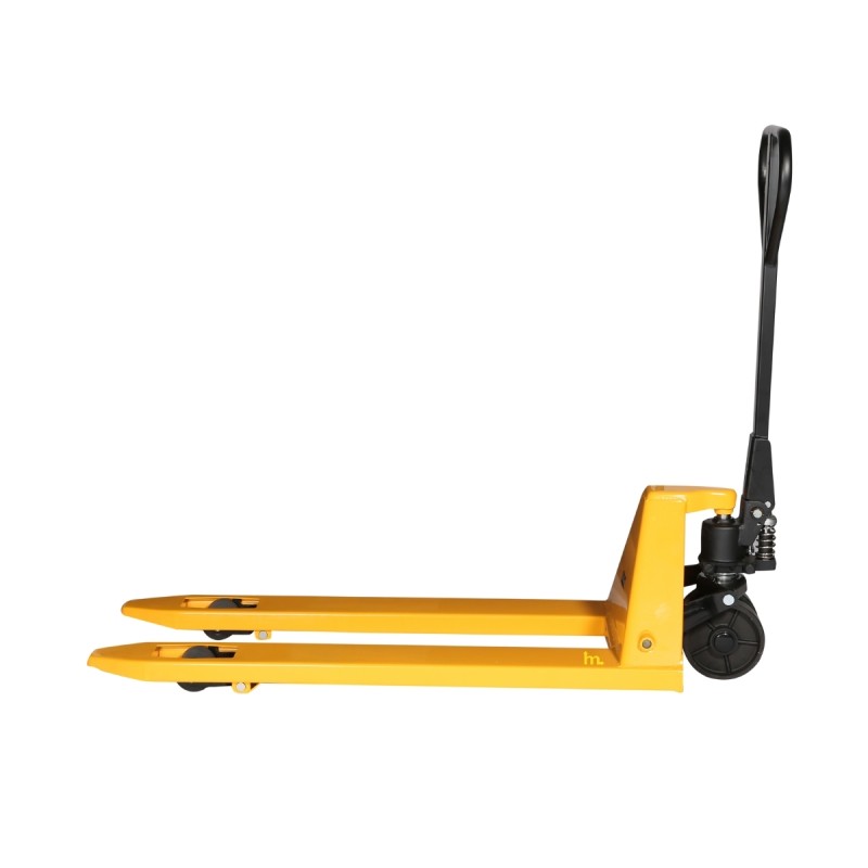 Vista de perfil de la transpaleta manual 1200kg rodillo simple