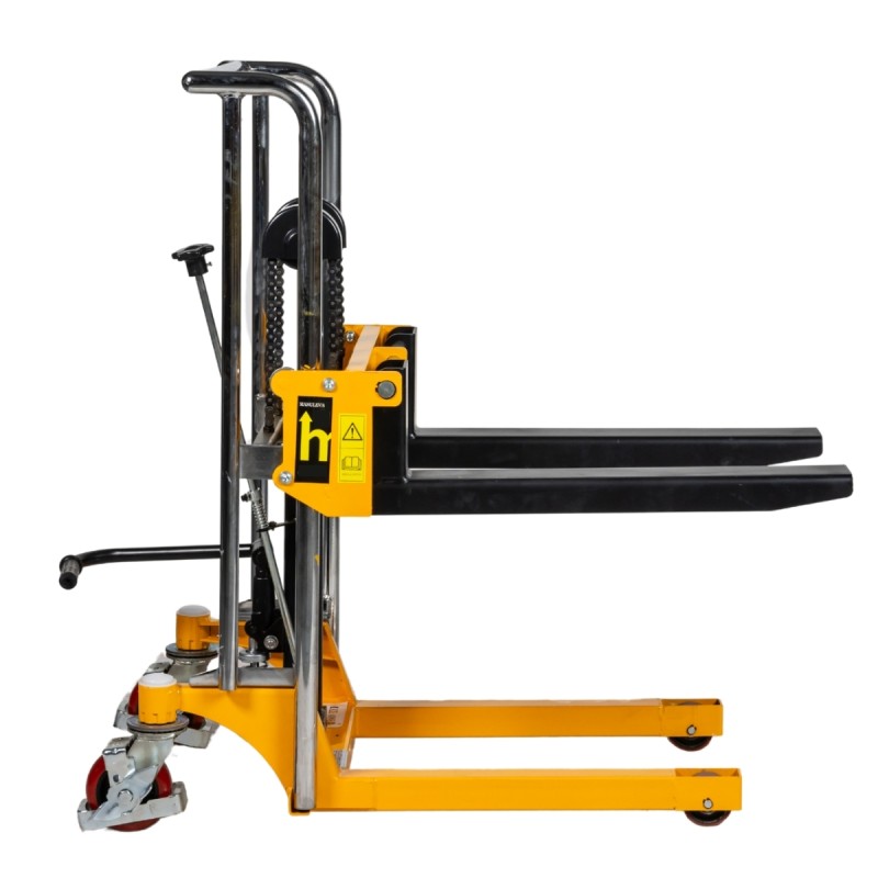 Vista de perfil del Mini apilador manual 400 kg - Elevación 850 mm