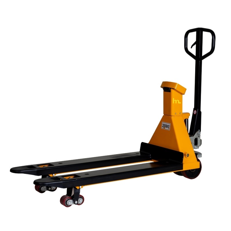 Vista de trasera de la Transpaleta pesadora 2000kg con impresora