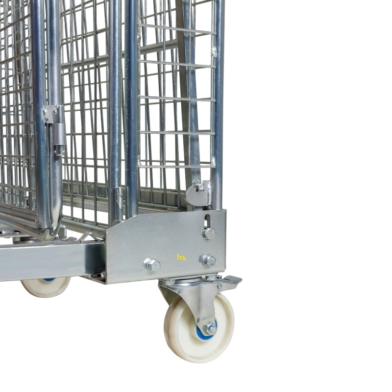 Zoom sobre las ruedas de nylon con freno del Roll container de seguridad 4 laterales