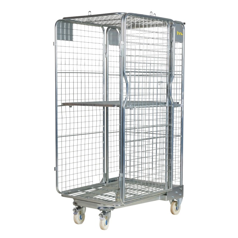 Roll container antirrobo 4 laterales con ruedas de nylon con puerta abierta