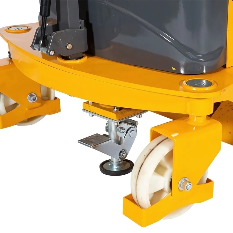 Zoom en las ruedas giratorias del apilador semi eléctrico 1000kg 2500mm