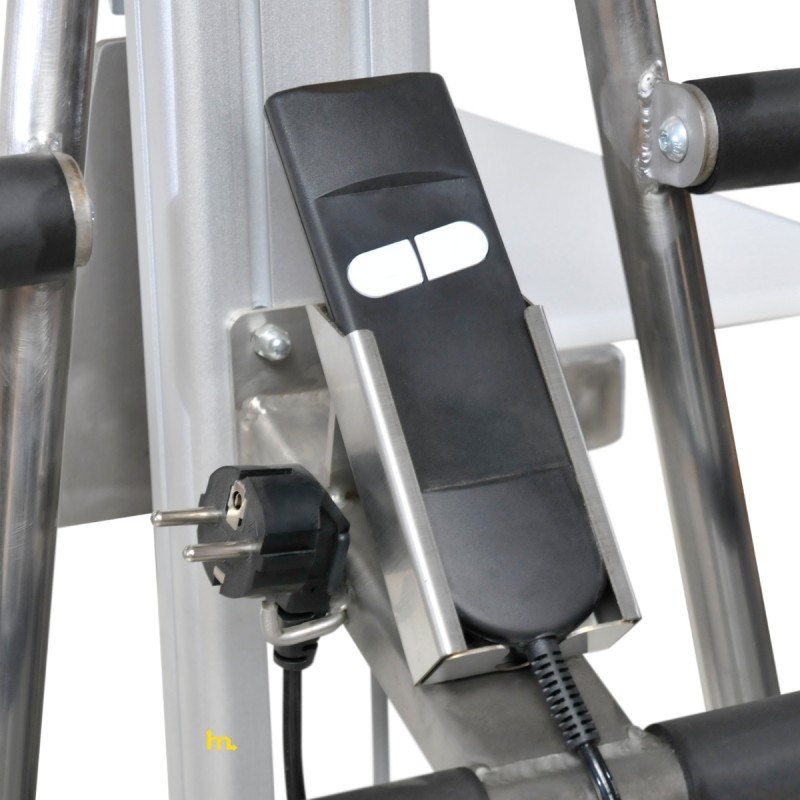 Zoom al mando de elevación y descenso del Apilador Semi Eléctrico INOX 150Kg Posicionador de Trabajo