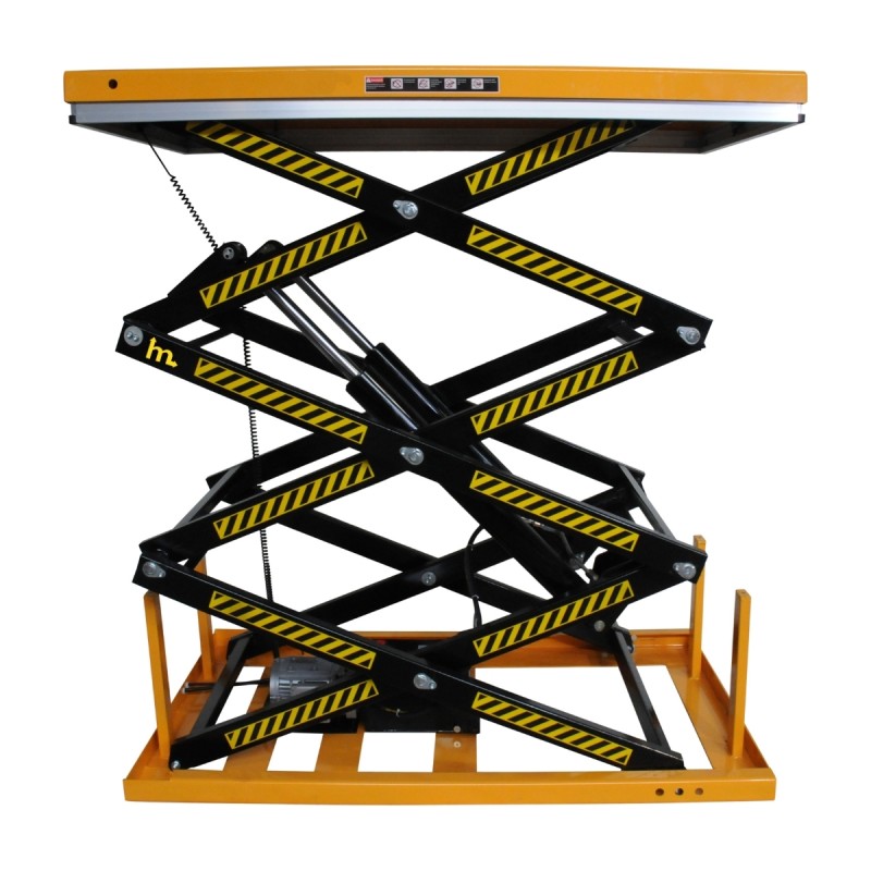 Vista general de la mesa elevadora eléctrica de tijera triple de 1000 kg a nivel medio