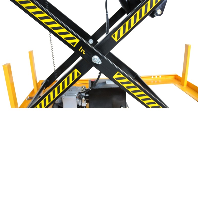 Zoom a las tijeras de la Mesa elevadora eléctrica 2000 kg Plataforma 1700x1000 mm