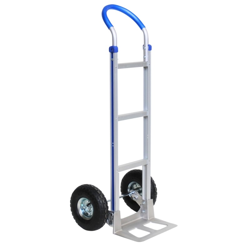 Vista de 3/4 - Carretilla de aluminio con pala fija - 200 kg - ruedas neumáticas