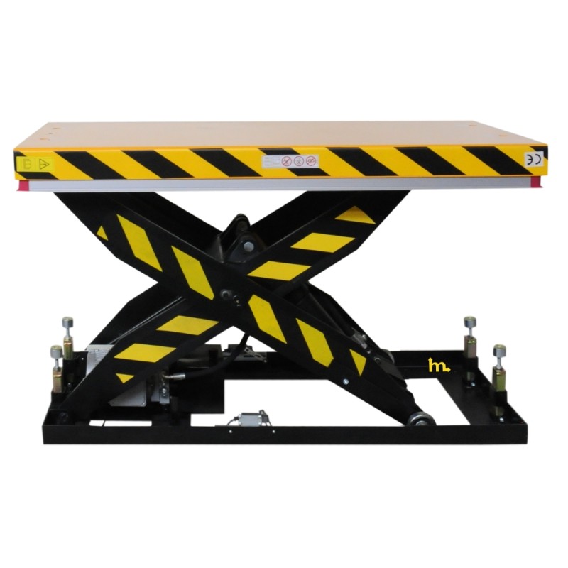 Vista de perfil de la Mesa elevadora 2500 kg / plataforma: 1450x815 mm a media/baja altura