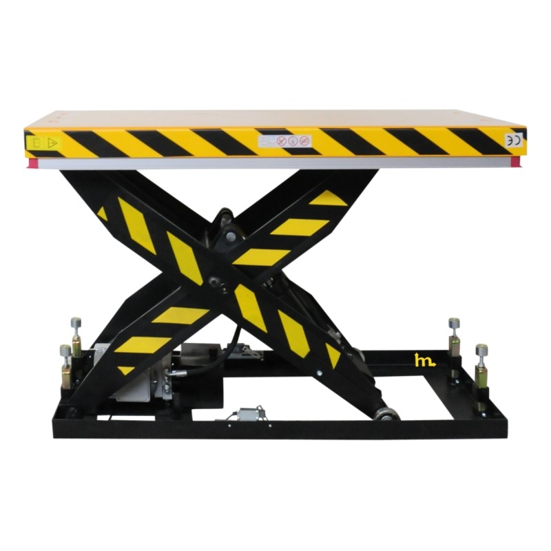 Vista de perfil de la Mesa elevadora 2500 kg / plataforma: 1450x815 mm elevada