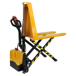 Vista 3/4 de la Transpaleta elevadora totalmente eléctrica monocilíndrica