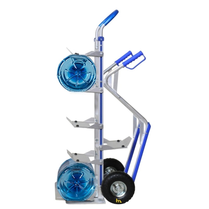 Vista de perfil de la Carretilla portabotellas con botellas - 200kg - ruedas neumáticas