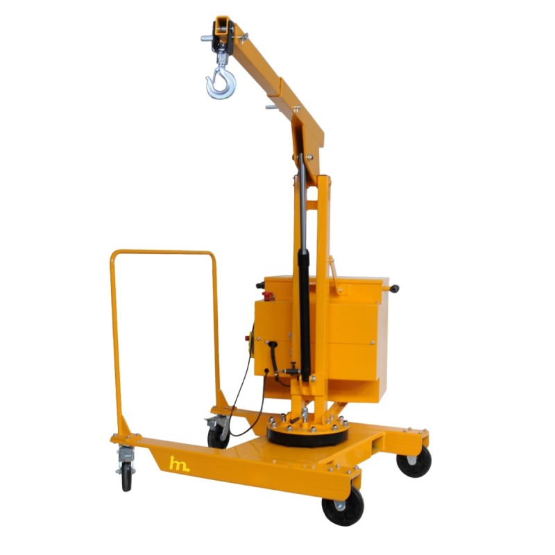 Vista general de la Grúa de taller con contrapeso de elevación eléctrica Capacidad 550 kg con la caja girada