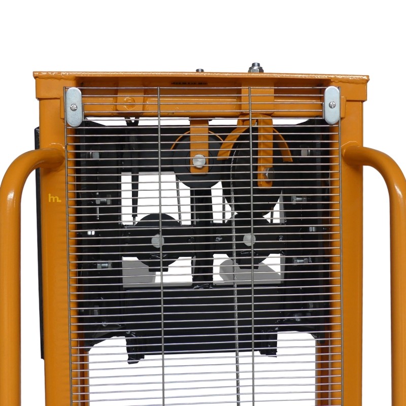 Vista trasera del apilador manual con manivela 1000 kg – Elevación 1500 mm