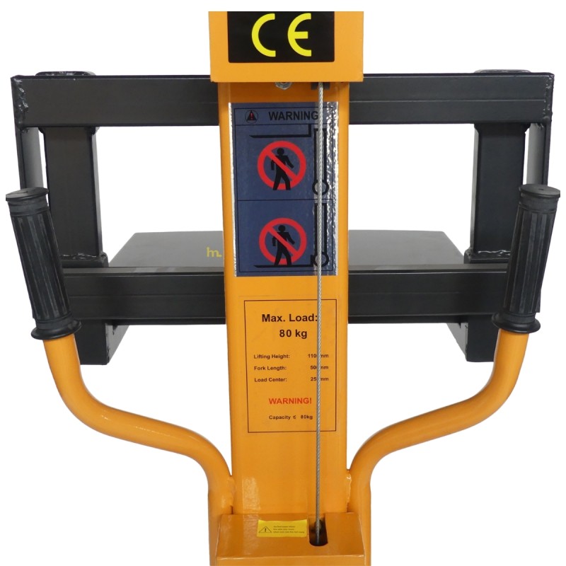 Vista del apilador manual Puesto de trabajo 80 kg - Elevación 1100 mm