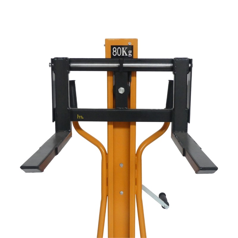 Vista de las horquillas del apilador manual Puesto de trabajo 80 kg - Elevación 1100 mm