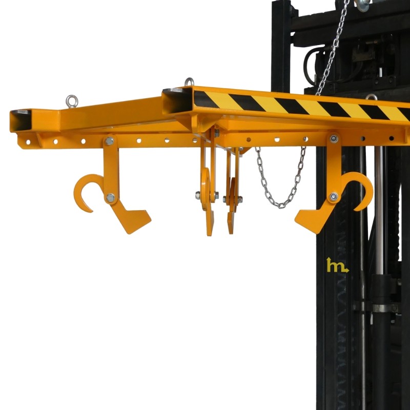 Vista en 3/4 del balancín para big bag para carretilla elevadora - 2000 kg