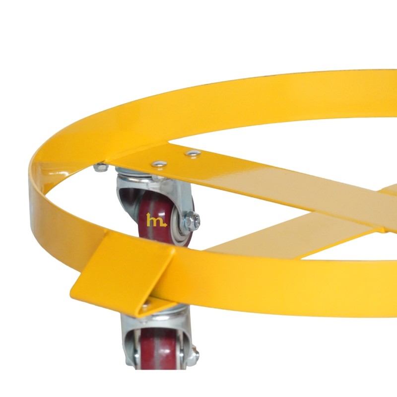 Vista lateral del rodador para bidones 400 kg