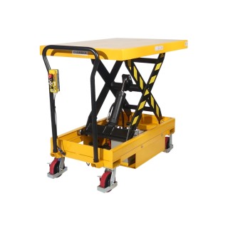 Vista general de la mesa elevadora semieléctrica móvil 500 kg - plataforma: 1200 x 800 mm