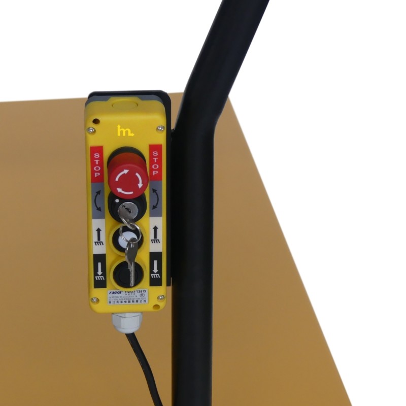 Vista de la mesa elevadora semieléctrica móvil 500 kg - plataforma: 1200 x 800 mm