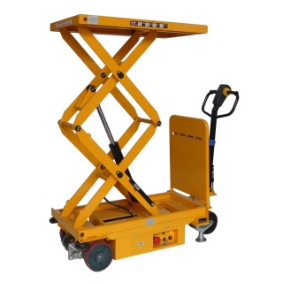 Vista general de la mesa elevadora eléctrica móvil doble tijera 500 kg - Plataforma 1020x610 mm