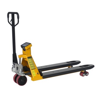 Vista general de la transpaleta manual pesadora con batería 2000 kg Precisión 0,1%