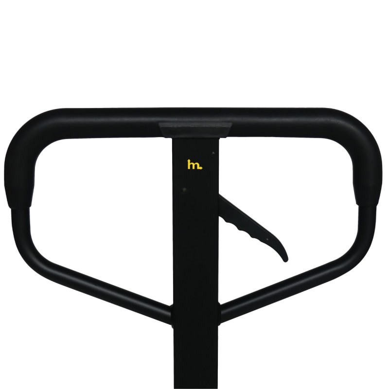 Vista del timon de la transpaleta manual pesadora con batería 2000 kg Precisión 0,1%