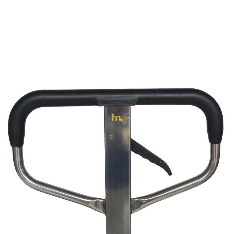 Vista del timon de la transpaleta con bascula INOX 304 - 2000 kg - Precisión 0,1%