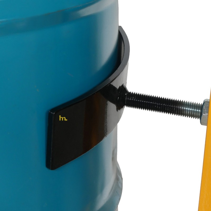 Vista de la estructura del elevador de barriles hidráulico 450 kg