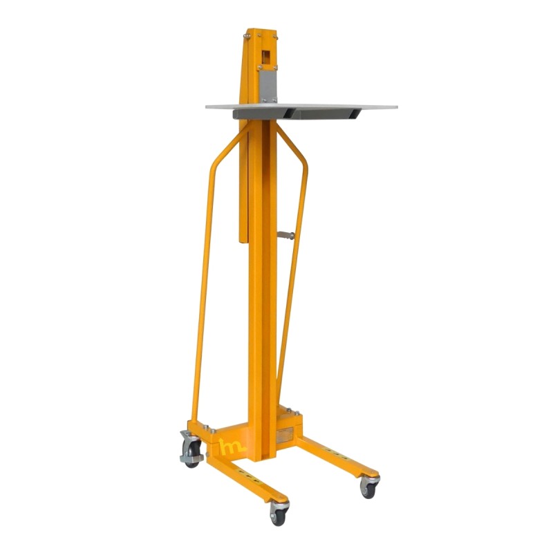 Vista en 3/4 del apilador Puesto de trabajo con manivela 100 kg - Elevación 1500 mm