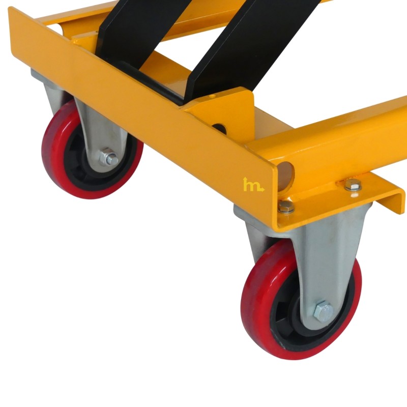 Vista de los rodillos de la mesa elevadora manual con nivel constante 400 kg - Plataforma 1010x500 mm